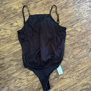 NWT Abercrombie & Fitch High Neck Tie Back Black Bodysuit